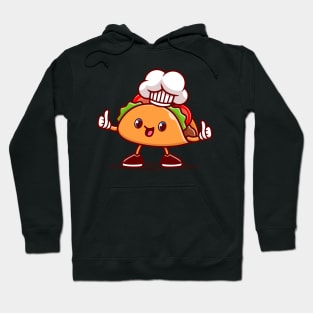 Cute Taco Chef Wearing Cap Cartoon Hoodie